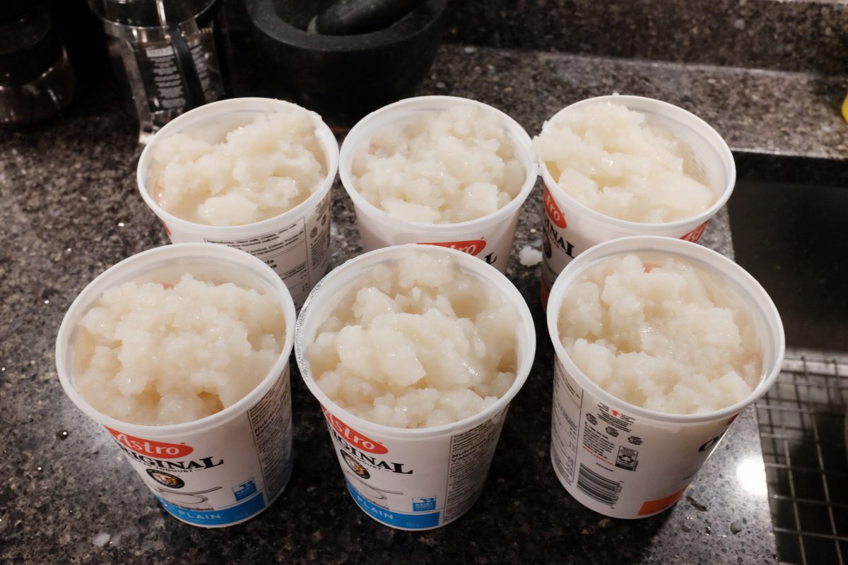 broth prepared for freezing