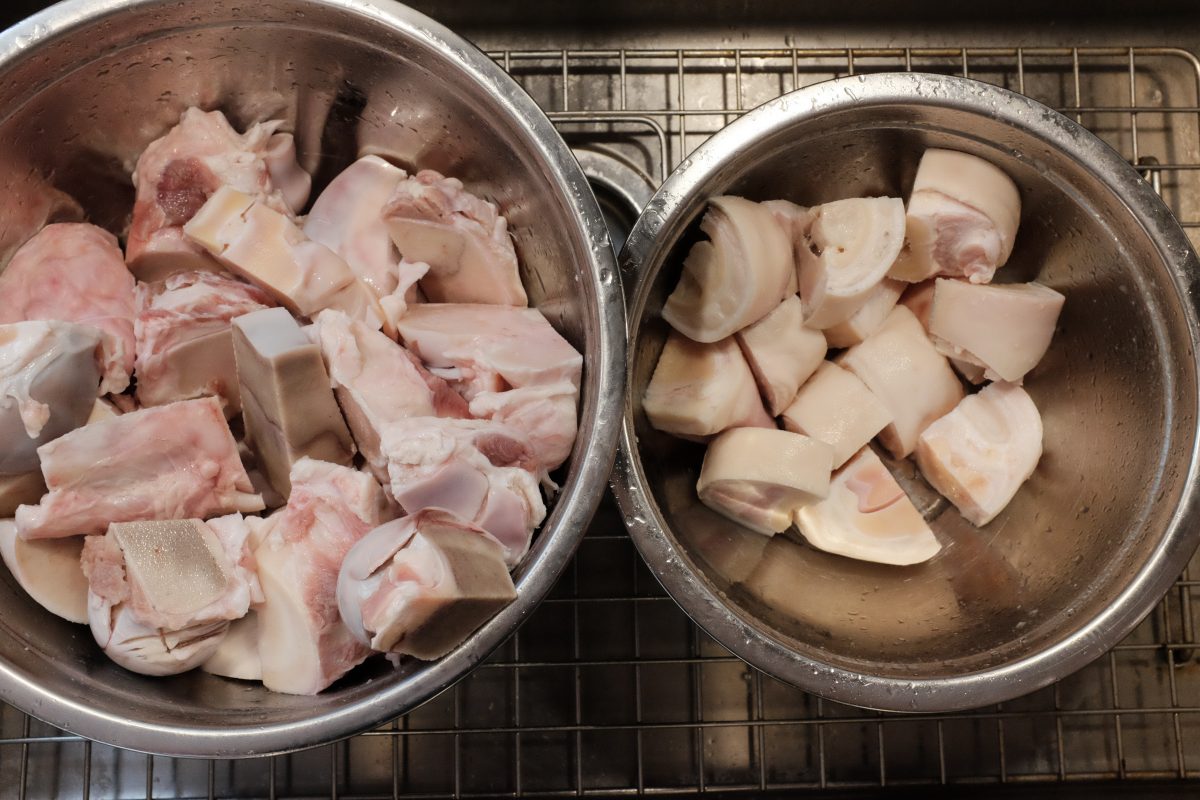 beef bones after soaking