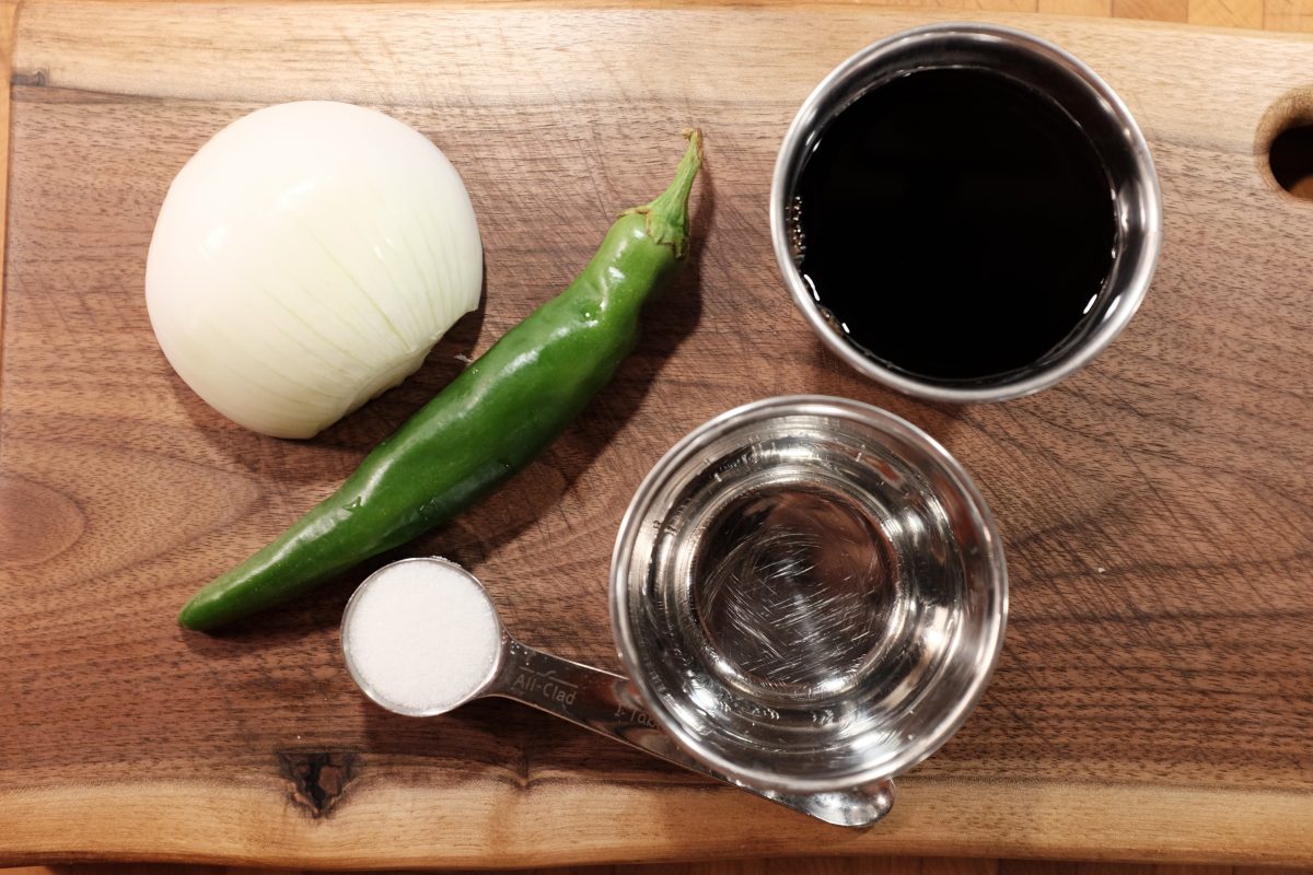 ingredients for soy vinegar dipping sauce for samgyetang chicken