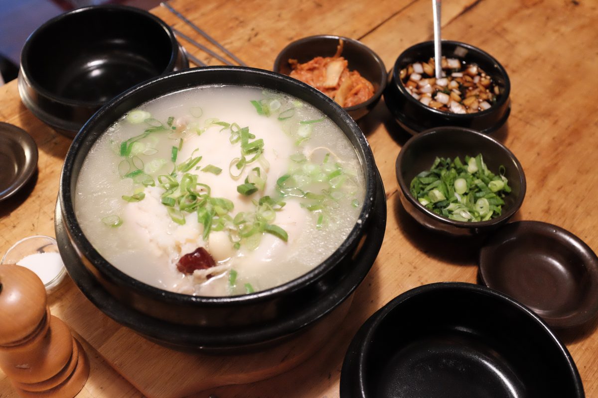 Serving family style samgyetang