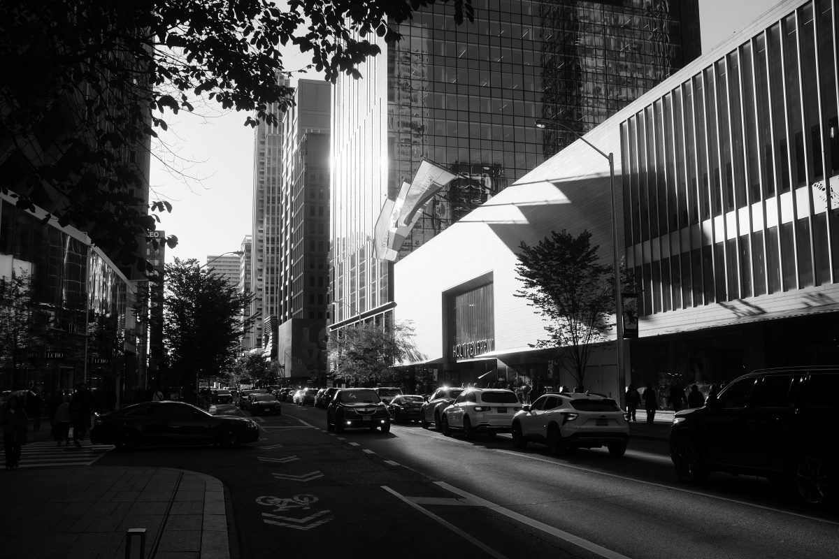 Bloor Street with harsh backlight 