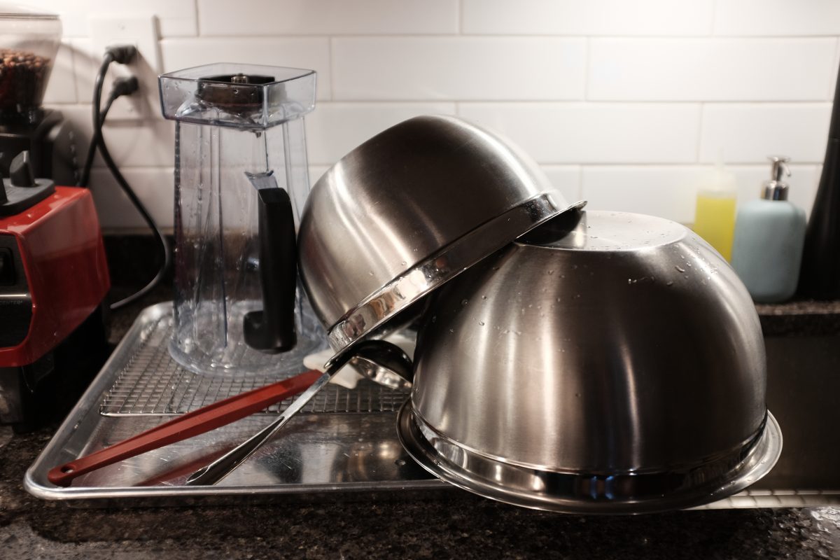 all equipment spray sanitized including bowls and blender