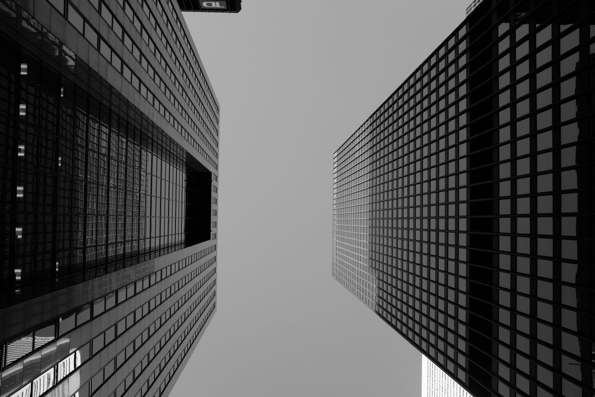 Toronto bank towers in black and white