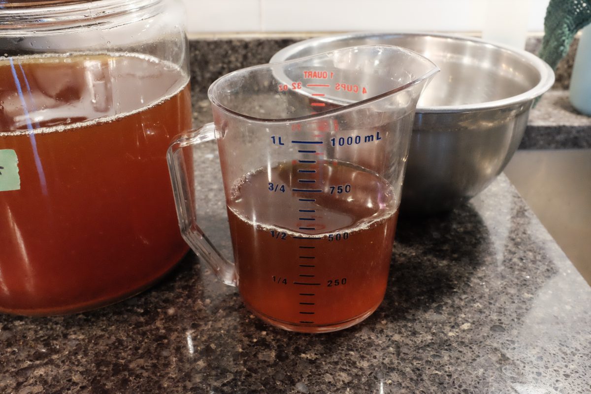 removing 2 cups of brew to keep scoby in later