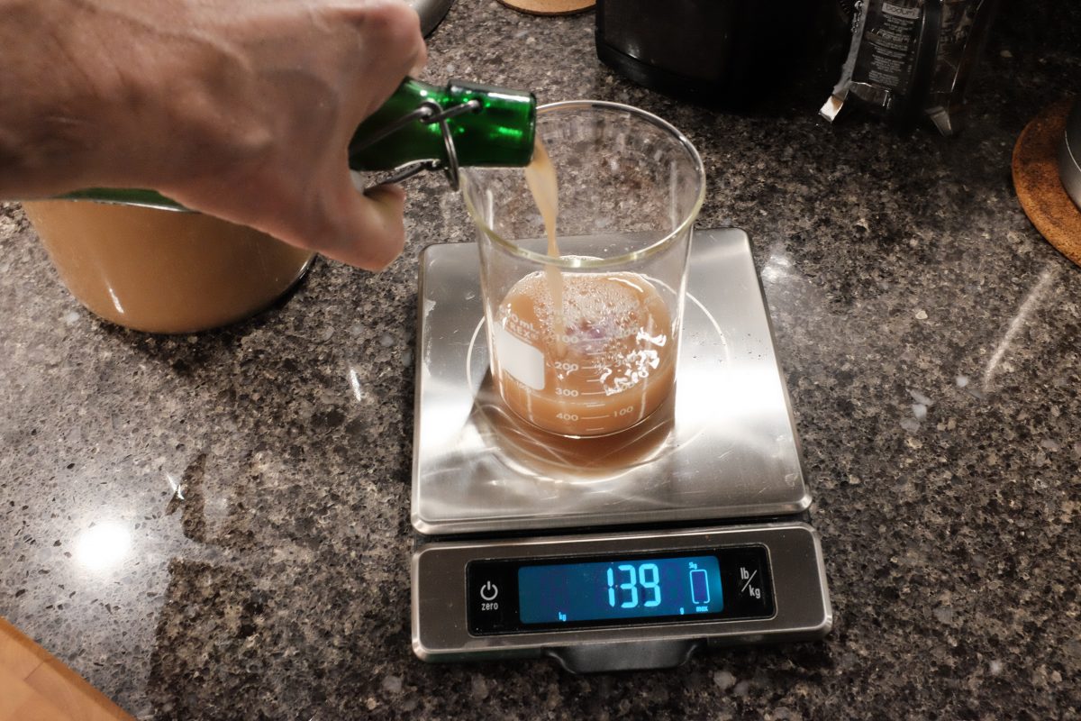 weighing live culture vinegar