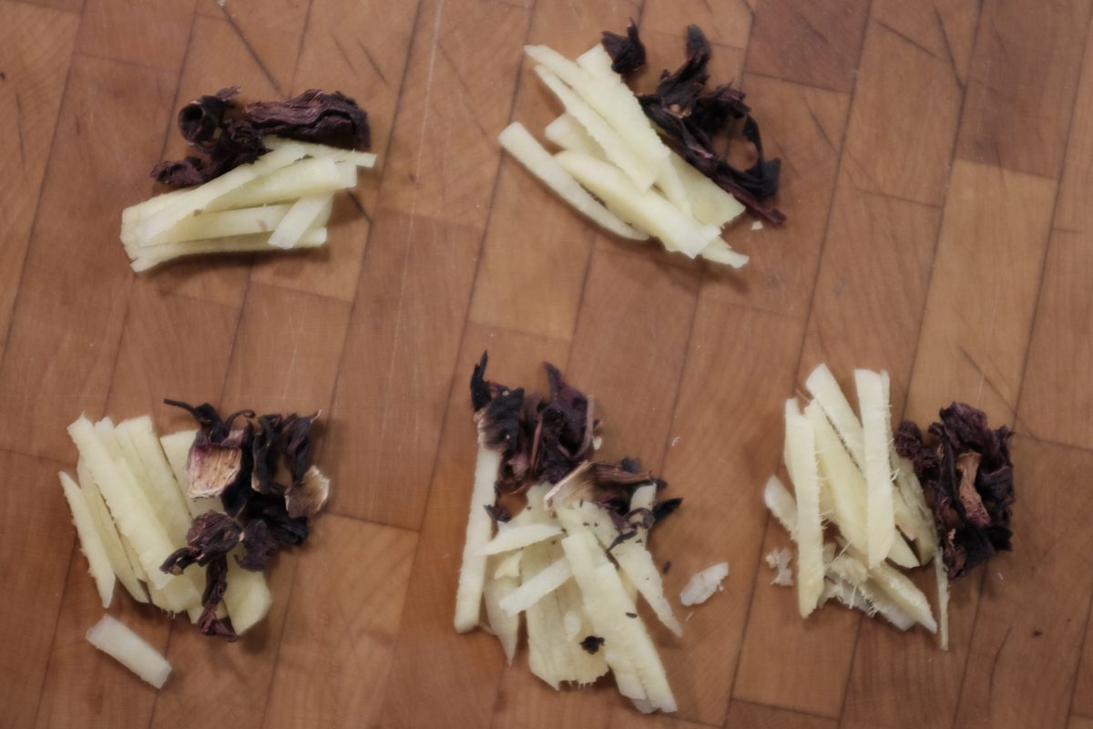 ingredients portioned for bottling