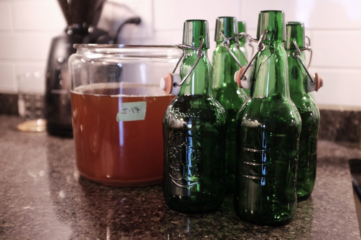 shows glass bottles with swing tops