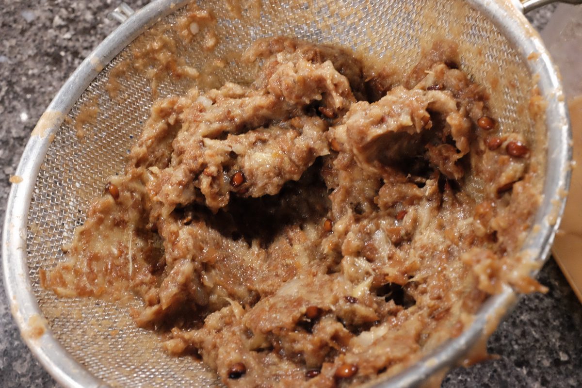 left over pulp and seeds from strainer