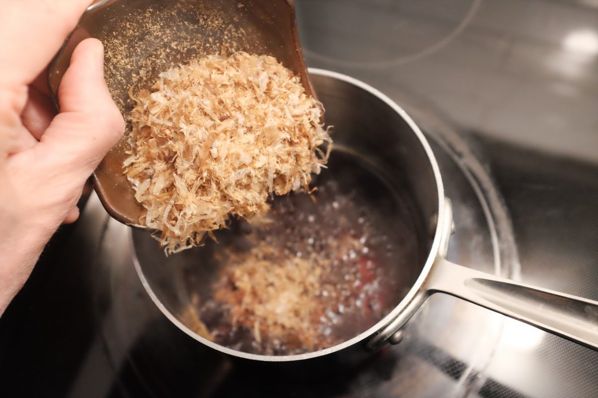 adding bonito flakes