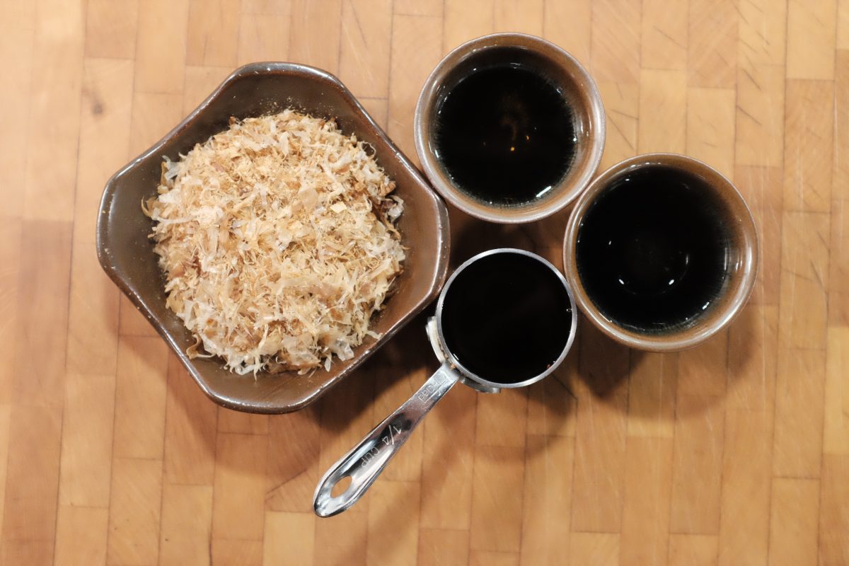 sauce ingredients portioned on table