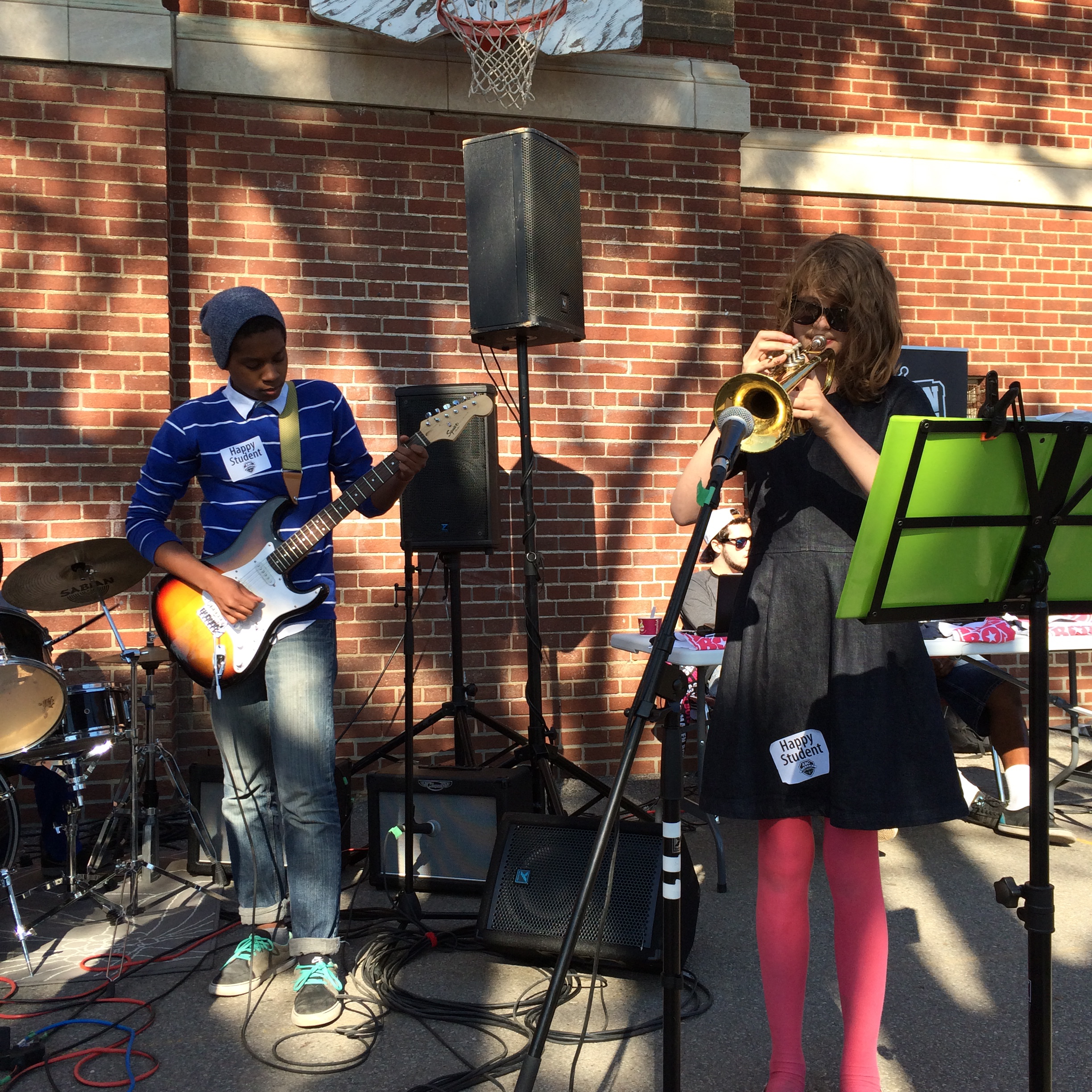 trumpet player in elementary school band